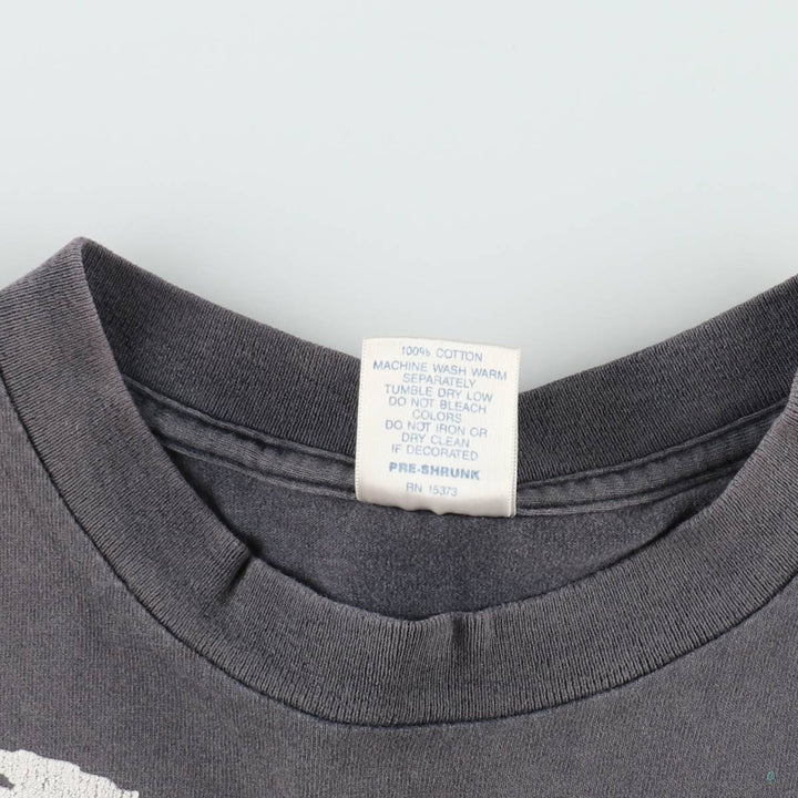 Delta Print T-Shirt, Made in USA, Men's Size L (approx.) cotton Charcoal Vintage Second Hand