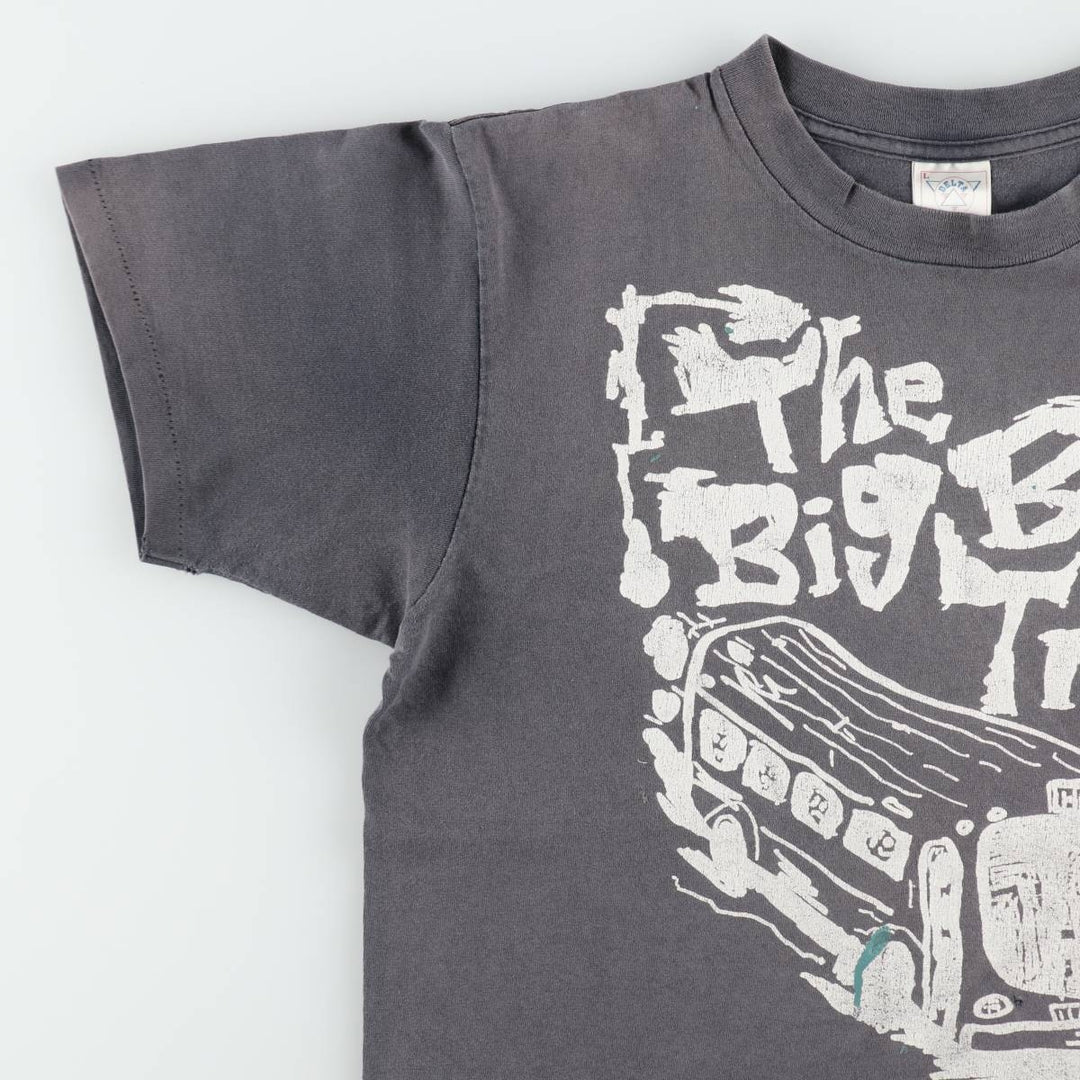Delta Print T-Shirt, Made in USA, Men's Size L (approx.) cotton Charcoal Vintage Second Hand