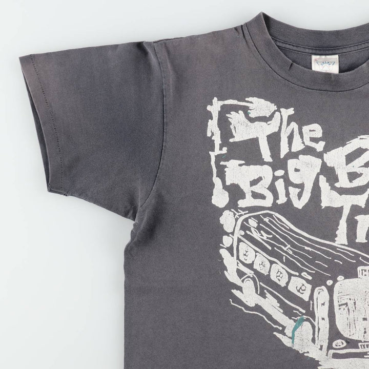 Delta Print T-Shirt, Made in USA, Men's Size L (approx.) cotton Charcoal Vintage Second Hand