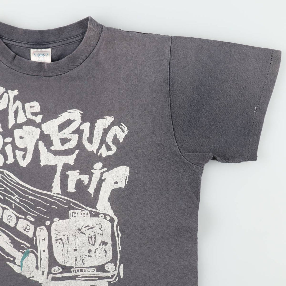 Delta Print T-Shirt, Made in USA, Men's Size L (approx.) cotton Charcoal Vintage Second Hand