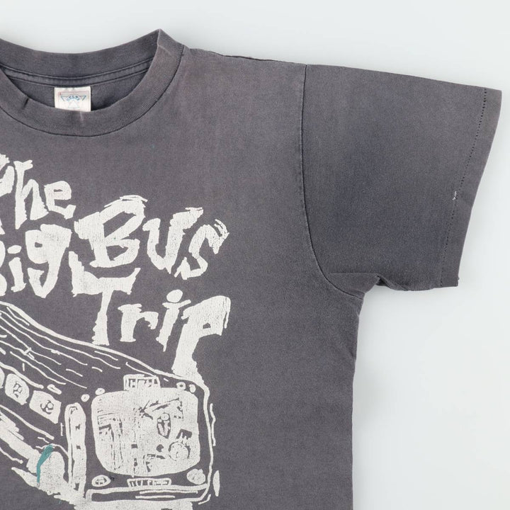 Delta Print T-Shirt, Made in USA, Men's Size L (approx.) cotton Charcoal Vintage Second Hand