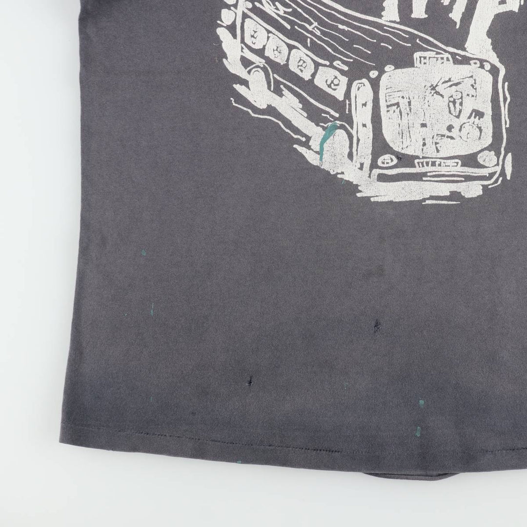 Delta Print T-Shirt, Made in USA, Men's Size L (approx.) cotton Charcoal Vintage Second Hand