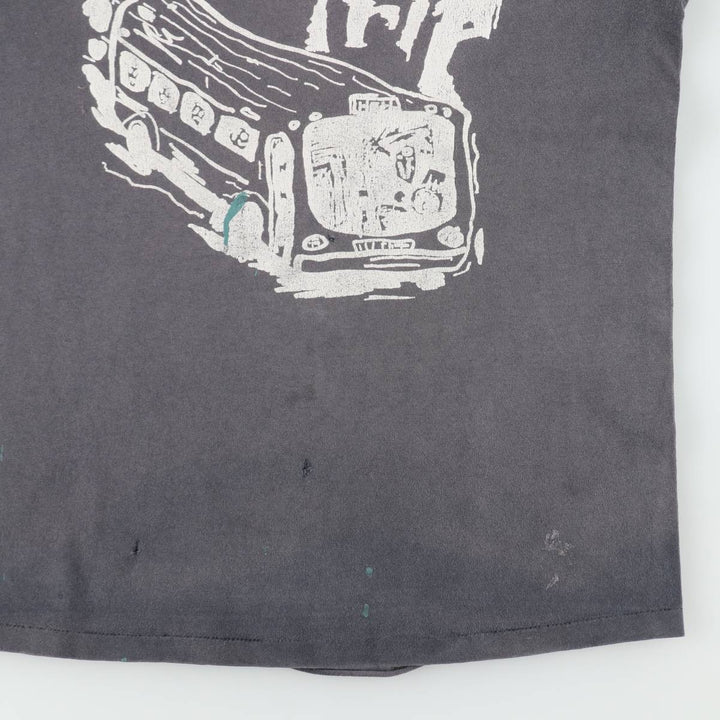 Delta Print T-Shirt, Made in USA, Men's Size L (approx.) cotton Charcoal Vintage Second Hand