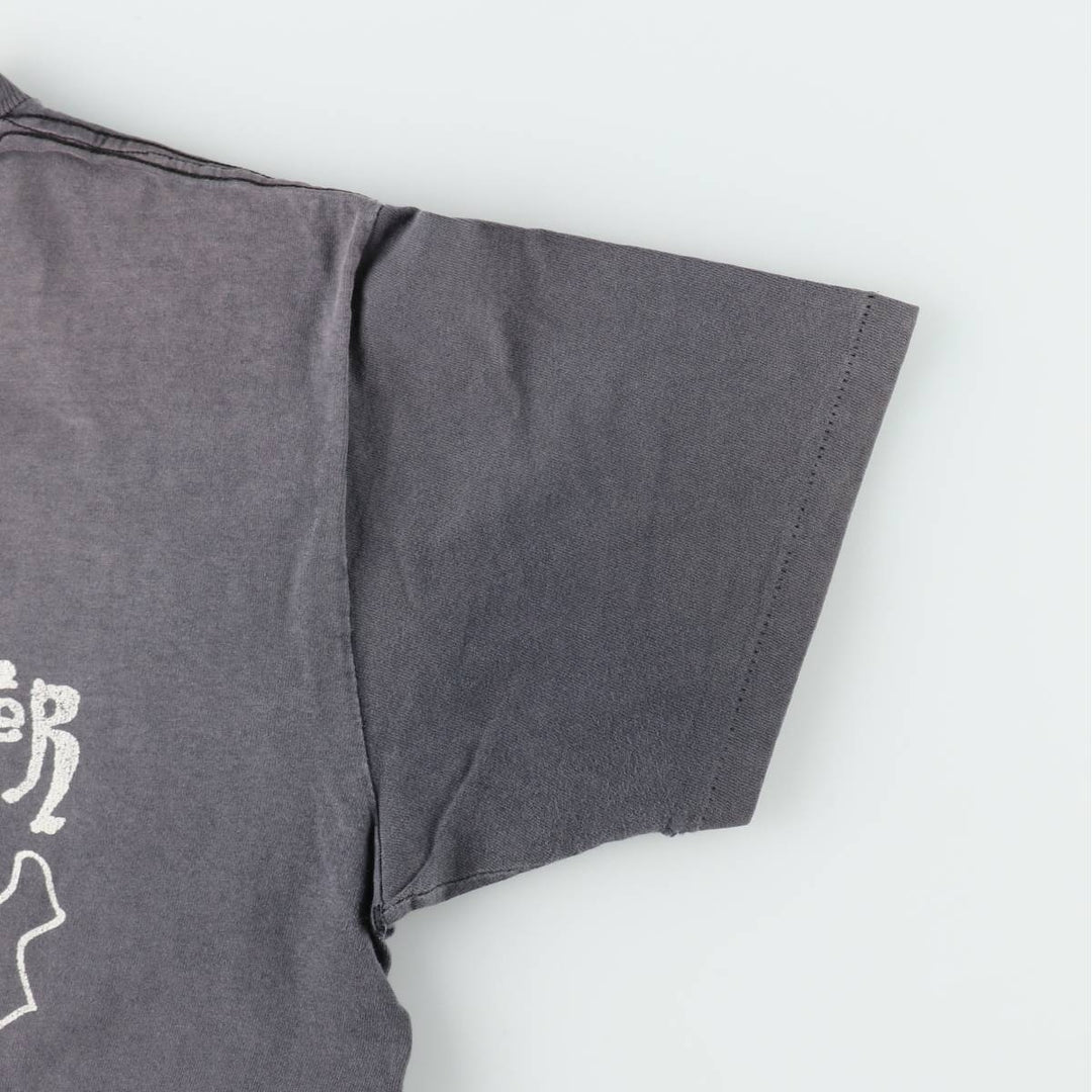Delta Print T-Shirt, Made in USA, Men's Size L (approx.) cotton Charcoal Vintage Second Hand