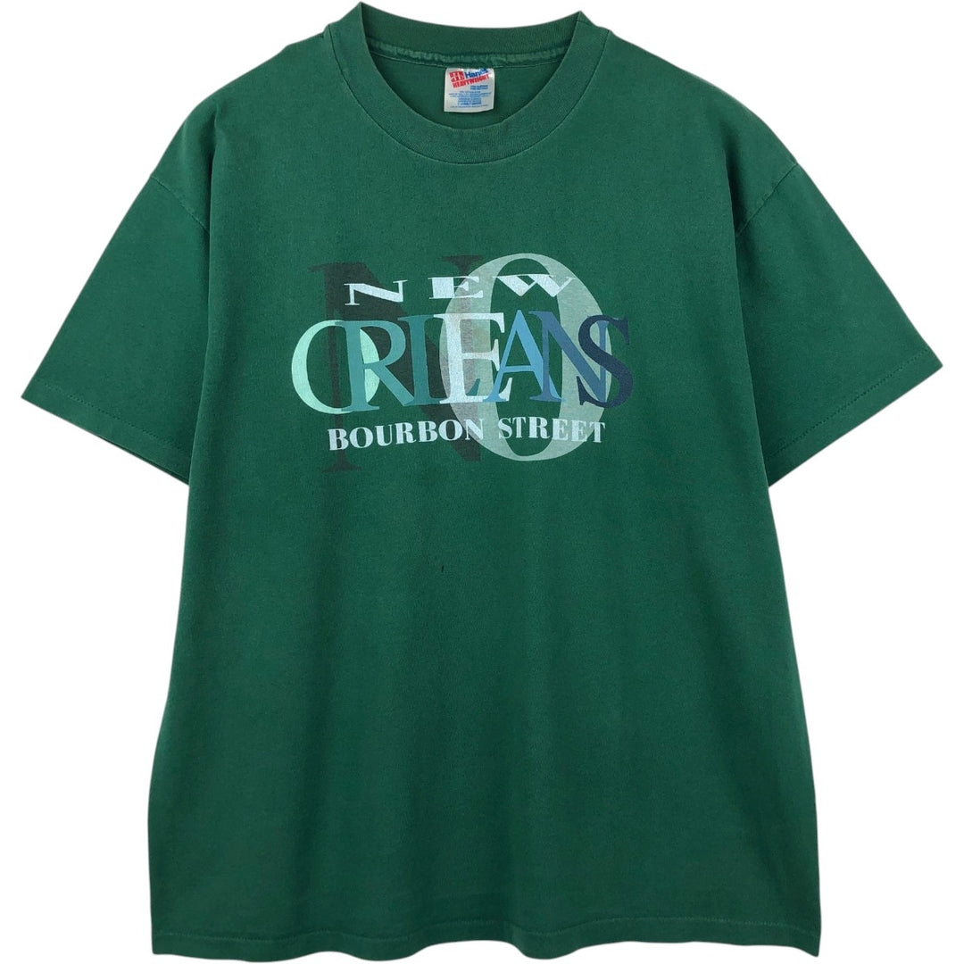 90'S Hanes Heavyweight Print T-Shirt, Men's XL equivalent, Vintage cotton green type Vintage Second Hand