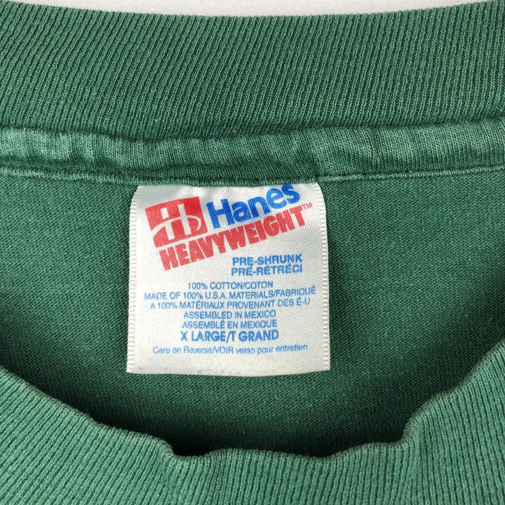 90'S Hanes Heavyweight Print T-Shirt, Men's XL equivalent, Vintage cotton green type Vintage Second Hand