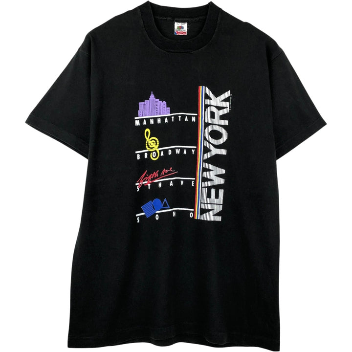 90'S Fruit of the Loom printed T-shirt, made in the USA, men's XL size, vintage cotton black type Vintage Second Hand