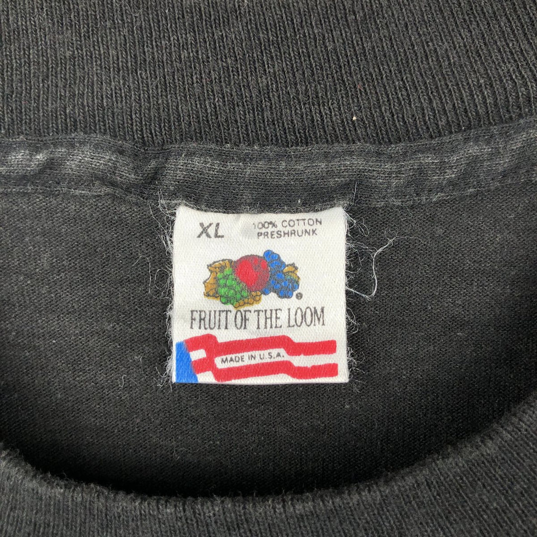 90'S Fruit of the Loom printed T-shirt, made in the USA, men's XL size, vintage cotton black type Vintage Second Hand