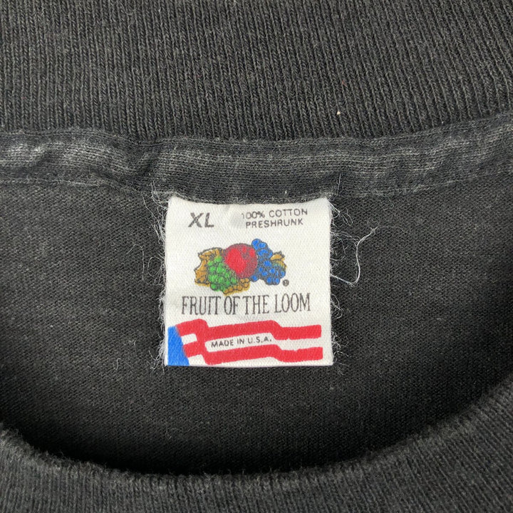 90'S Fruit of the Loom printed T-shirt, made in the USA, men's XL size, vintage cotton black type Vintage Second Hand