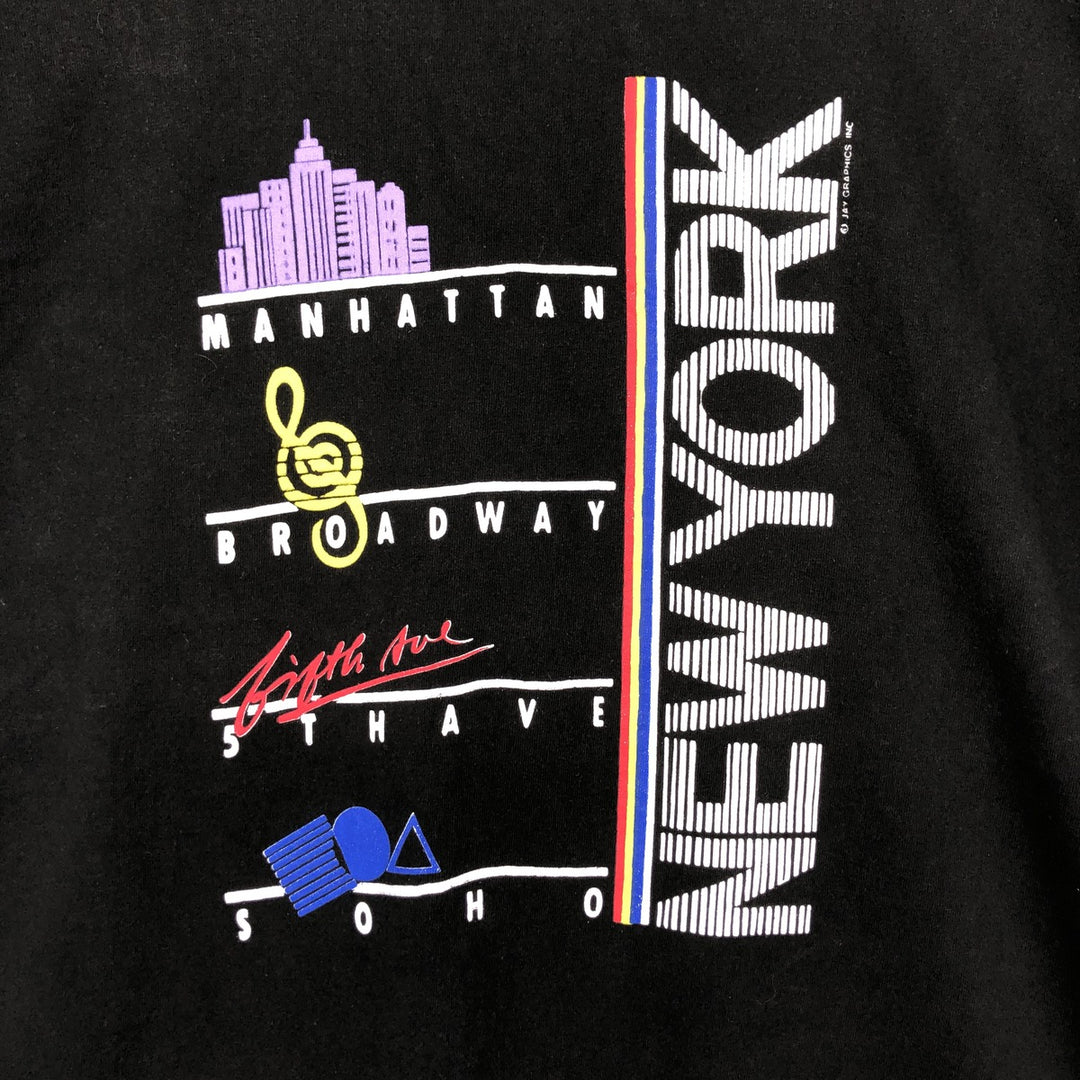 90'S Fruit of the Loom printed T-shirt, made in the USA, men's XL size, vintage cotton black type Vintage Second Hand