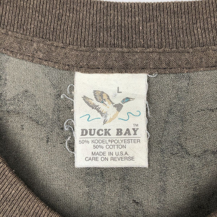 90'S Duck Head All-Over Print T-Shirt, Made in USA, Men's Size L (Equivalent), Vintage cotton Khaki type Vintage Second Hand