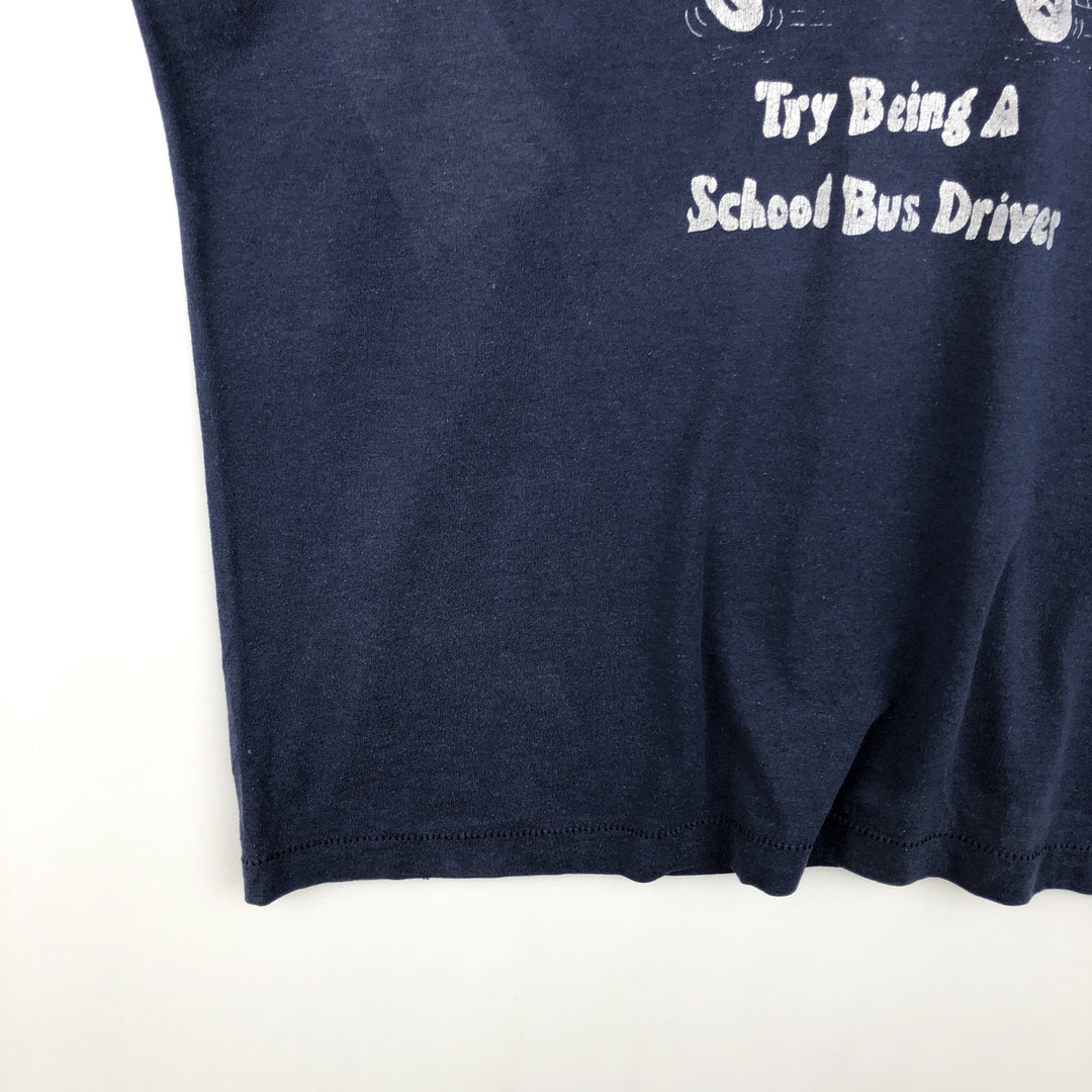 80s-90'S Screen Stars message print T-shirt, Made in USA, Men's XXL equivalent, Vintage cotton navy blue type Vintage Second Hand