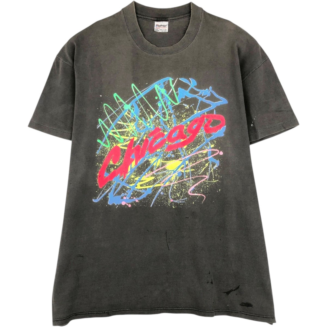 80s-90'S Stedman Print T-Shirt, Made in USA, Men's XL equivalent, Vintage cotton Charcoal Vintage Second Hand