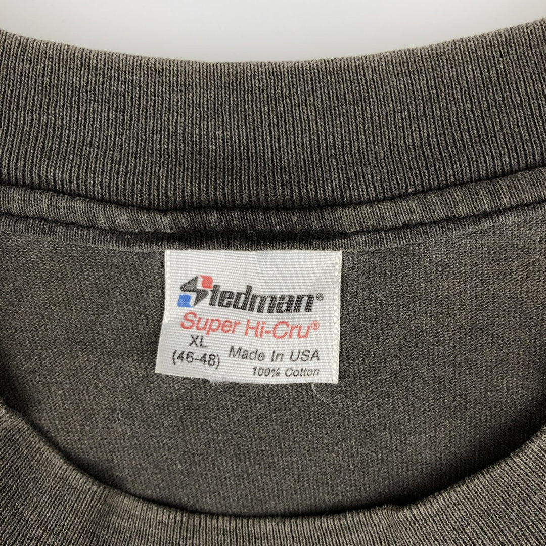80s-90'S Stedman Print T-Shirt, Made in USA, Men's XL equivalent, Vintage cotton Charcoal Vintage Second Hand