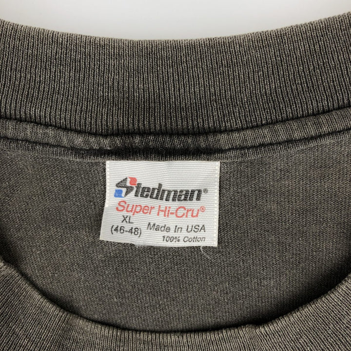 80s-90'S Stedman Print T-Shirt, Made in USA, Men's XL equivalent, Vintage cotton Charcoal Vintage Second Hand