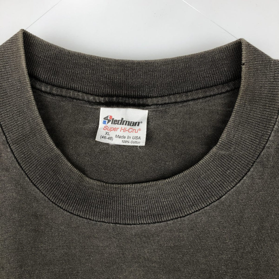 80s-90'S Stedman Print T-Shirt, Made in USA, Men's XL equivalent, Vintage cotton Charcoal Vintage Second Hand