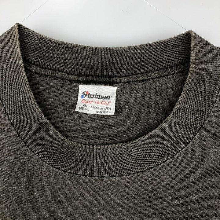 80s-90'S Stedman Print T-Shirt, Made in USA, Men's XL equivalent, Vintage cotton Charcoal Vintage Second Hand