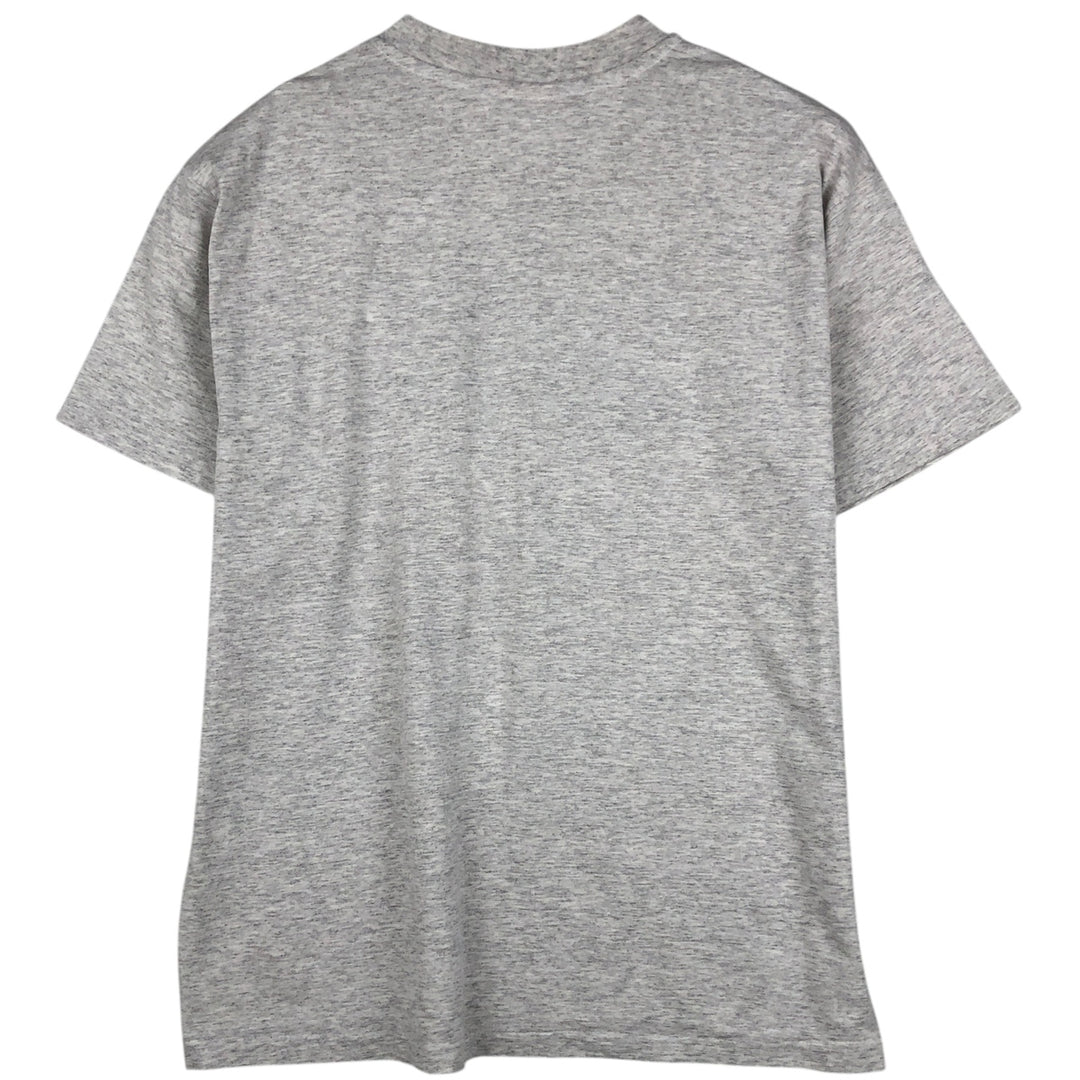 80'S Hanes Fifty-Fifty Blue Tag Printed T-Shirt Made in USA Men's L Size Vintage cotton gray type Vintage Second Hand