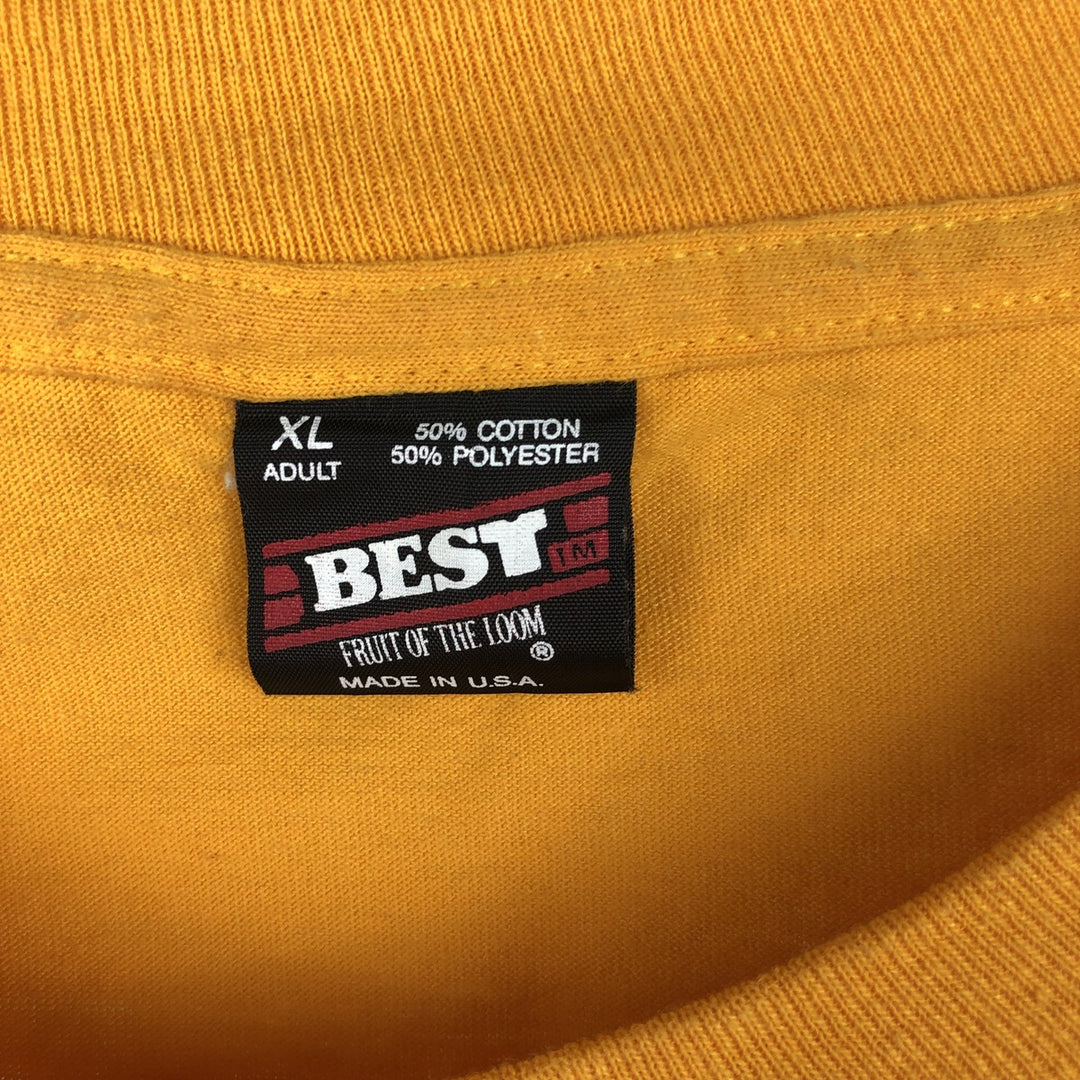 90'S Fruit of the Loom printed T-shirt, made in the USA, men's XL size, vintage cotton yellow type Vintage Second Hand