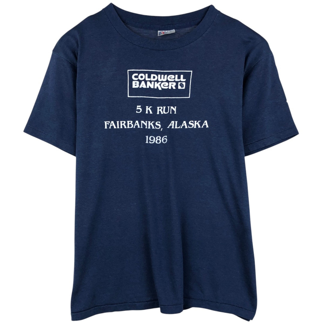 Vintage 1980'S Hanes Fifty-Fifty Blue Tag Print T-Shirt, Made in USA, Men's XL cotton navy blue type Vintage Second Hand