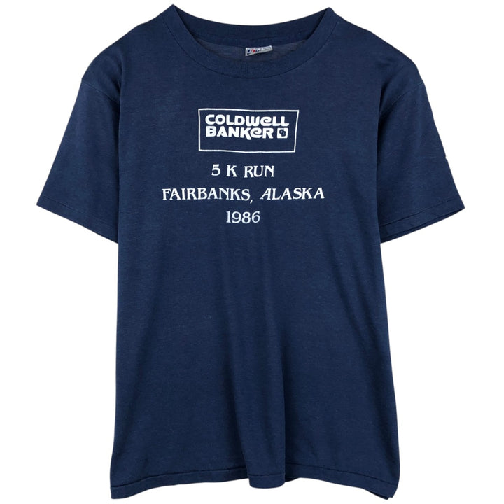 Vintage 1980'S Hanes Fifty-Fifty Blue Tag Print T-Shirt, Made in USA, Men's XL cotton navy blue type Vintage Second Hand