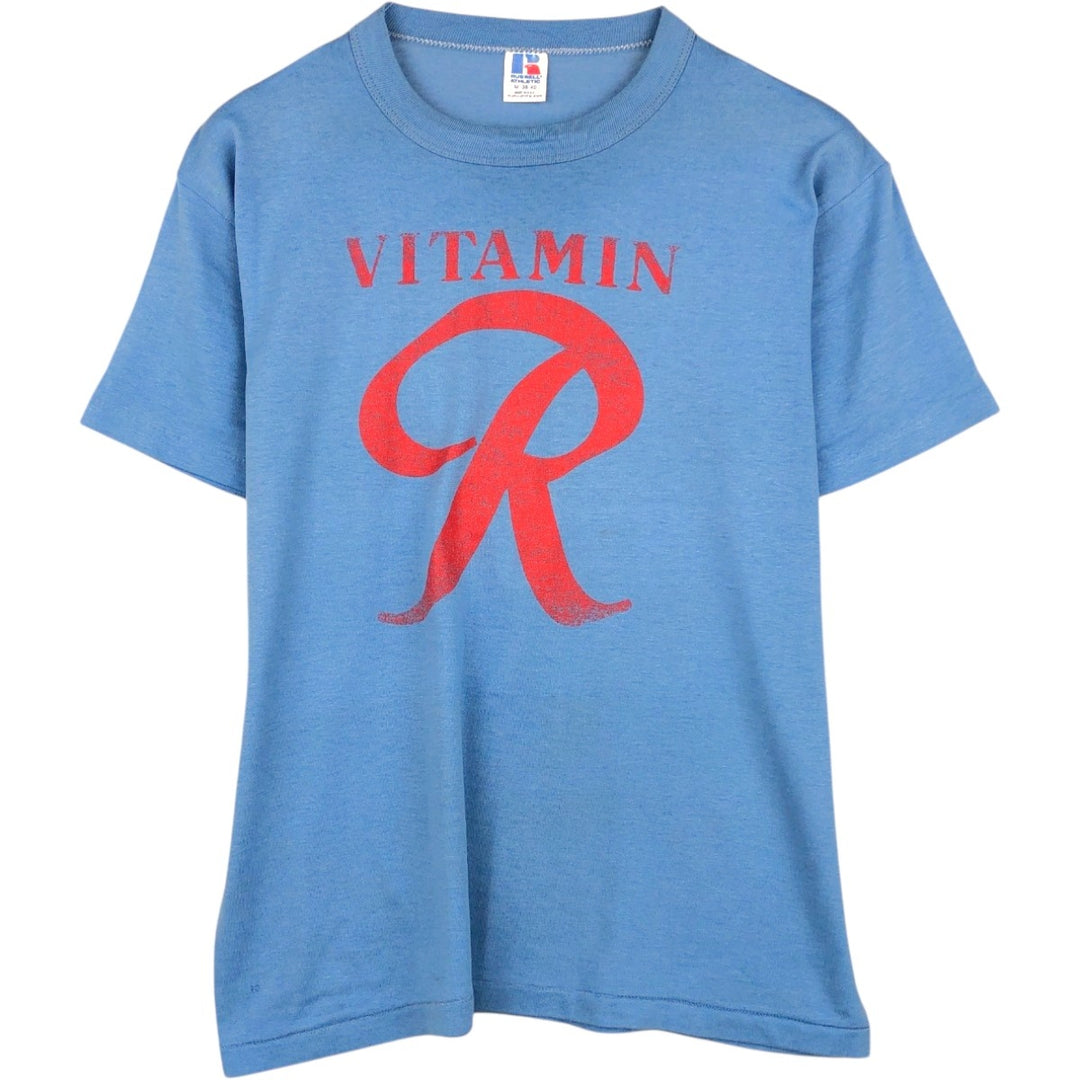 90'S Russell Rainier Beer Advertising T-Shirt, Made in USA, Men's Size M (Equivalent), Vintage polyester blue type Vintage Second Hand