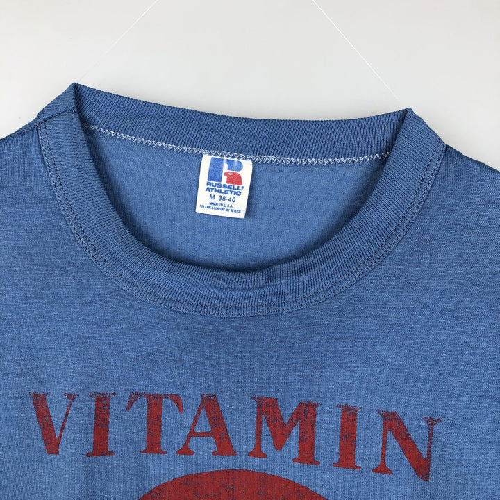 90'S Russell Rainier Beer Advertising T-Shirt, Made in USA, Men's Size M (Equivalent), Vintage polyester blue type Vintage Second Hand