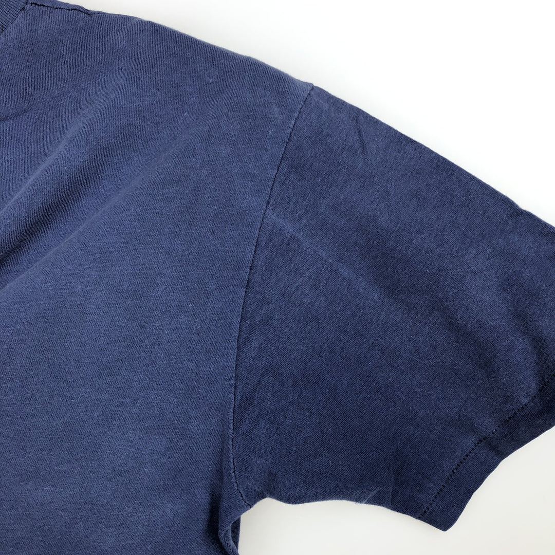 Vintage 80'S Hanes BEEFY-T Blue Tag Printed T-Shirt Made in USA Men's Size L cotton navy blue type Vintage Second Hand
