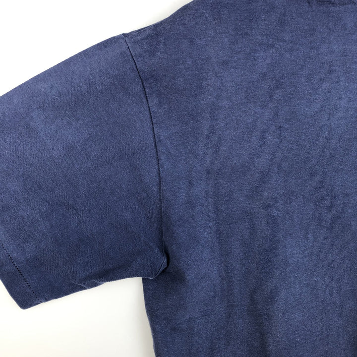 Vintage 80'S Hanes BEEFY-T Blue Tag Printed T-Shirt Made in USA Men's Size L cotton navy blue type Vintage Second Hand