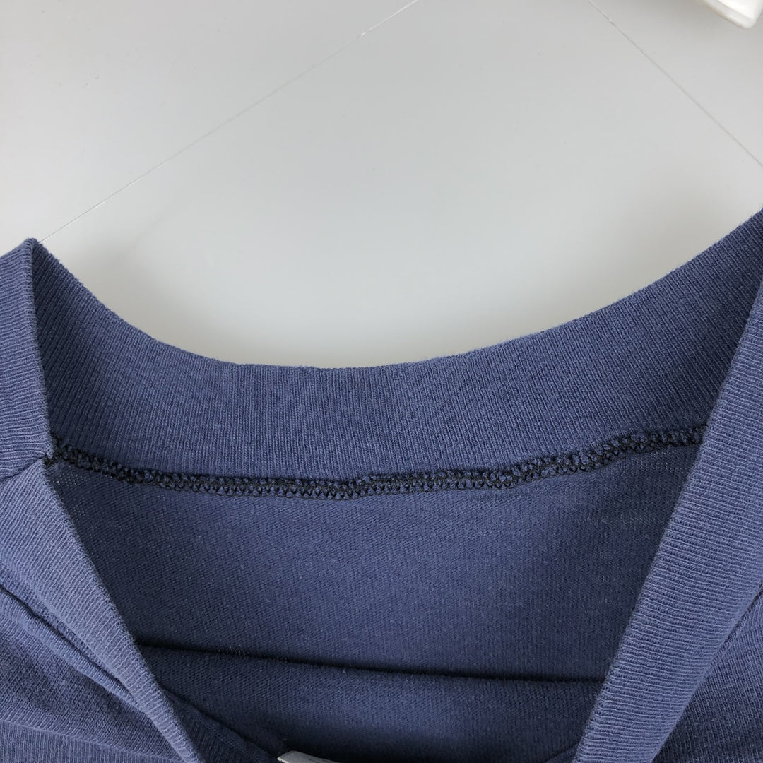 Vintage 80'S Hanes BEEFY-T Blue Tag Printed T-Shirt Made in USA Men's Size L cotton navy blue type Vintage Second Hand
