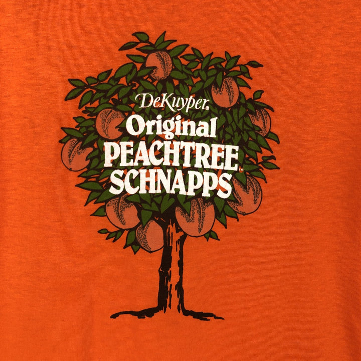 80'S PRO TEES DeKuyper Original PEACHTREE SCHNAPPS Advertising T-Shirt, Made in USA, Men's Size L (Equivalent), Vintage polyester orange type Vintage Second Hand