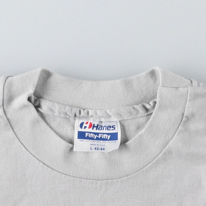 90'S Hanes printed T-shirt, made in USA, men's size L equivalent. cotton gray type Vintage Second Hand