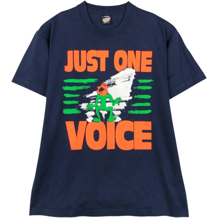 90'S SCREEN STARS College T-shirt, Made in USA, Men's L size, Vintage cotton navy blue type Vintage Second Hand