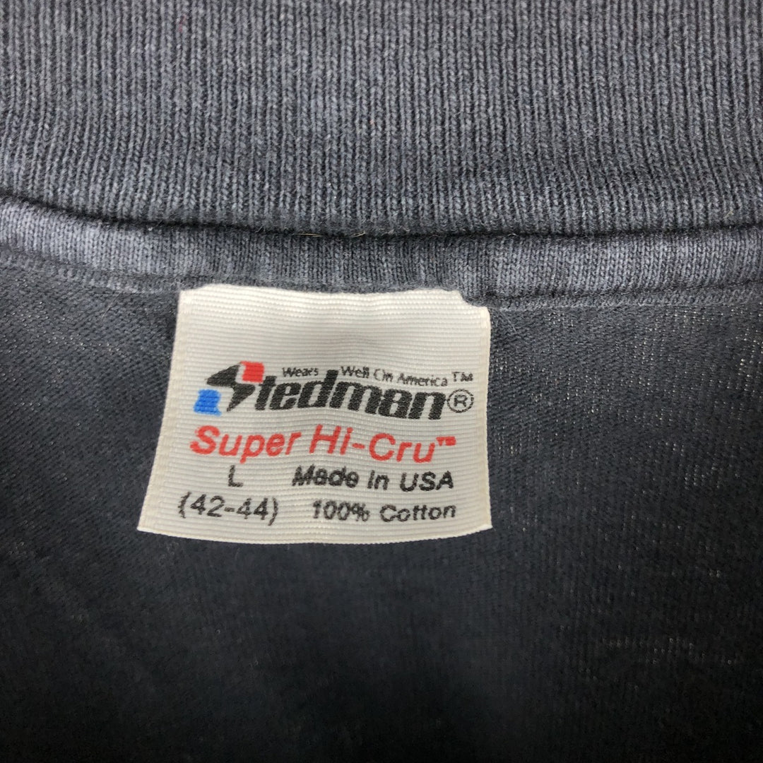 80s-90'S Stedman Print T-Shirt, Made in USA, Men's Size L (Equivalent), Vintage cotton black type Vintage Second Hand