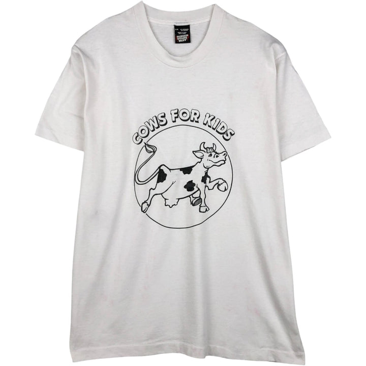 90'S SCREEN STARS printed T-shirt, made in Canada, men's XL size, vintage cotton white type Vintage Second Hand