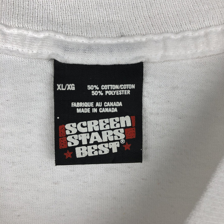 90'S SCREEN STARS printed T-shirt, made in Canada, men's XL size, vintage cotton white type Vintage Second Hand