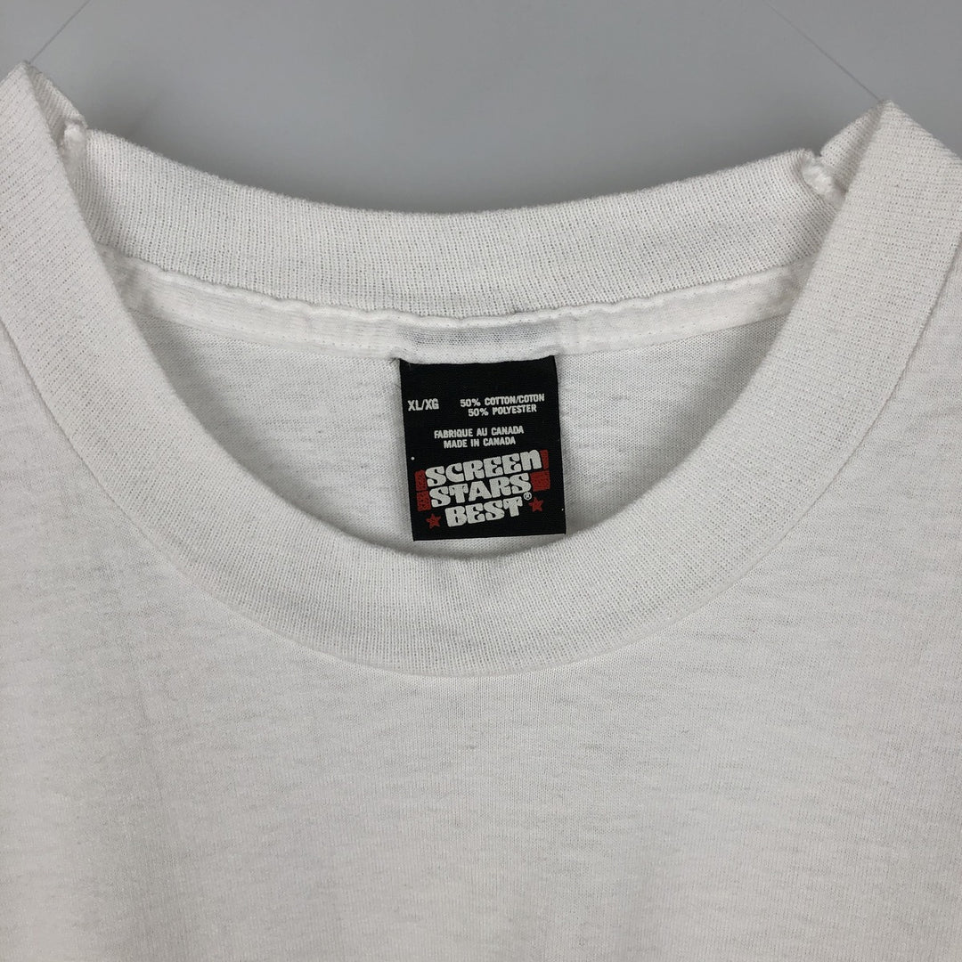 90'S SCREEN STARS printed T-shirt, made in Canada, men's XL size, vintage cotton white type Vintage Second Hand