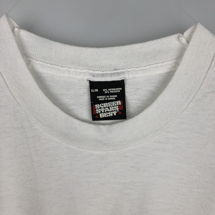 90'S SCREEN STARS printed T-shirt, made in Canada, men's XL size, vintage cotton white type Vintage Second Hand