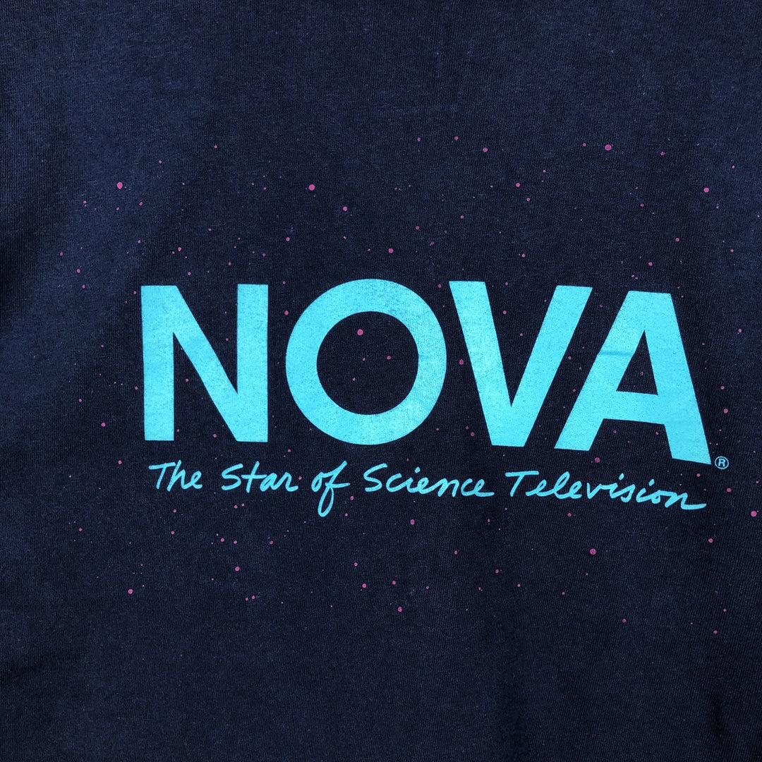 90'S Hanes BEEFY-T WGBH NOVA TV program advertising T-shirt, Made in USA, Men's XL equivalent. cotton navy blue type Vintage Second Hand
