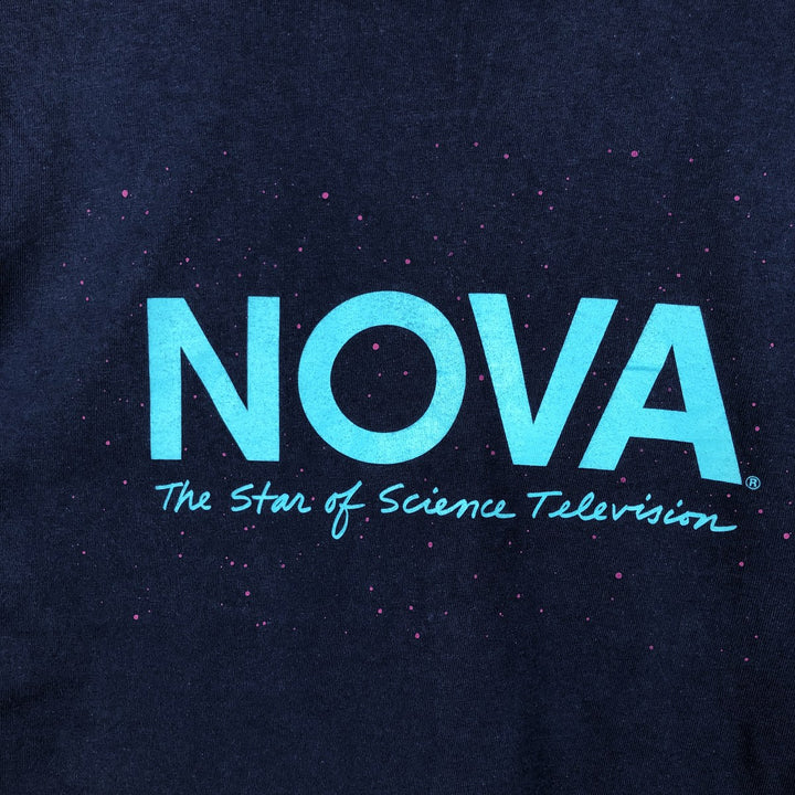 90'S Hanes BEEFY-T WGBH NOVA TV program advertising T-shirt, Made in USA, Men's XL equivalent. cotton navy blue type Vintage Second Hand