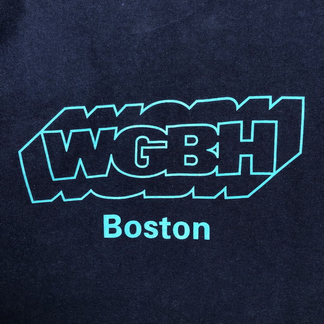 90'S Hanes BEEFY-T WGBH NOVA TV program advertising T-shirt, Made in USA, Men's XL equivalent. cotton navy blue type Vintage Second Hand
