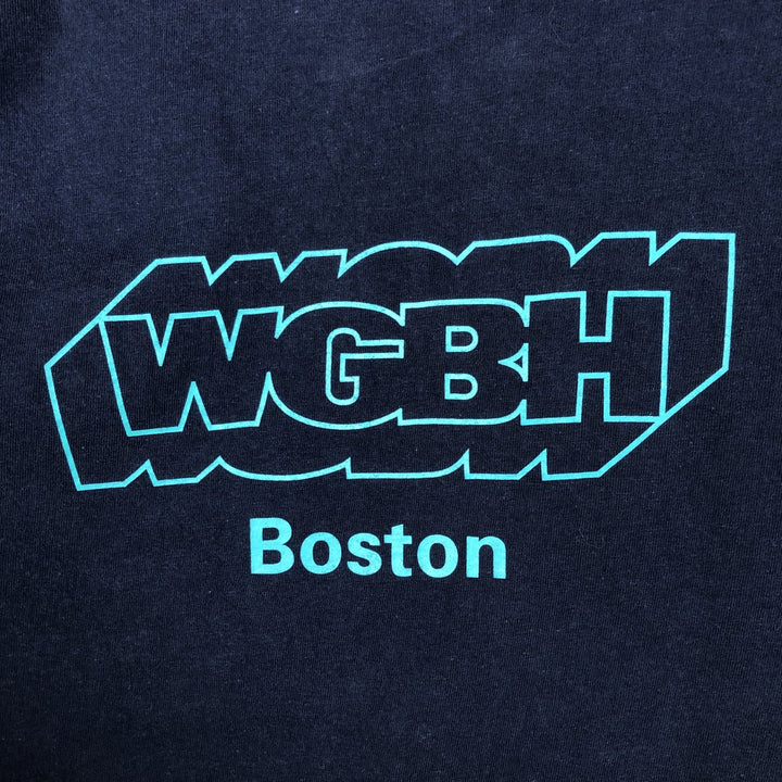 90'S Hanes BEEFY-T WGBH NOVA TV program advertising T-shirt, Made in USA, Men's XL equivalent. cotton navy blue type Vintage Second Hand