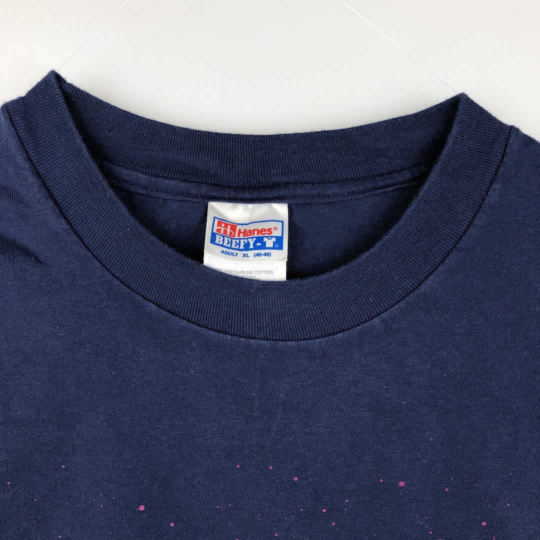 90'S Hanes BEEFY-T WGBH NOVA TV program advertising T-shirt, Made in USA, Men's XL equivalent. cotton navy blue type Vintage Second Hand