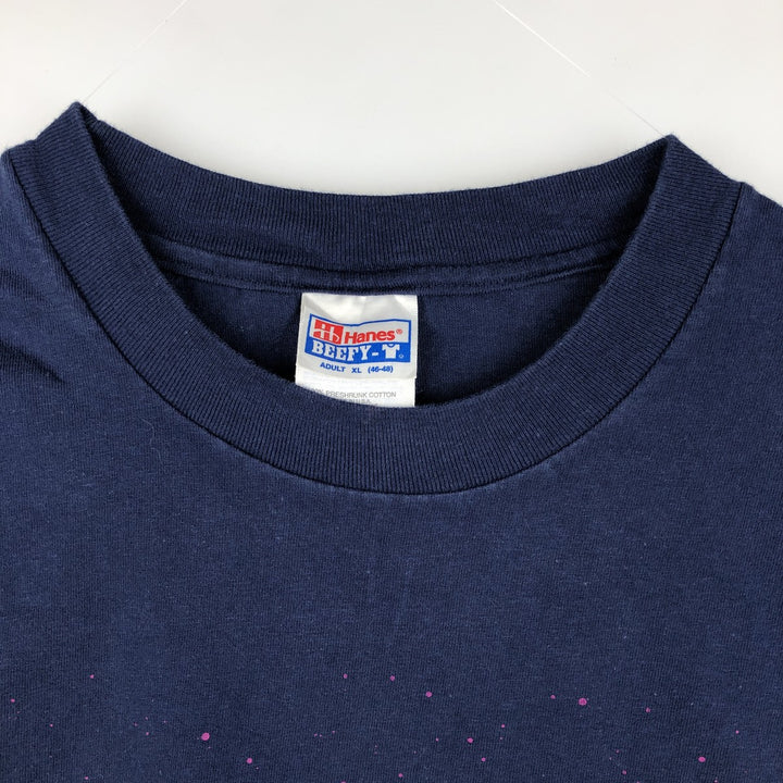 90'S Hanes BEEFY-T WGBH NOVA TV program advertising T-shirt, Made in USA, Men's XL equivalent. cotton navy blue type Vintage Second Hand