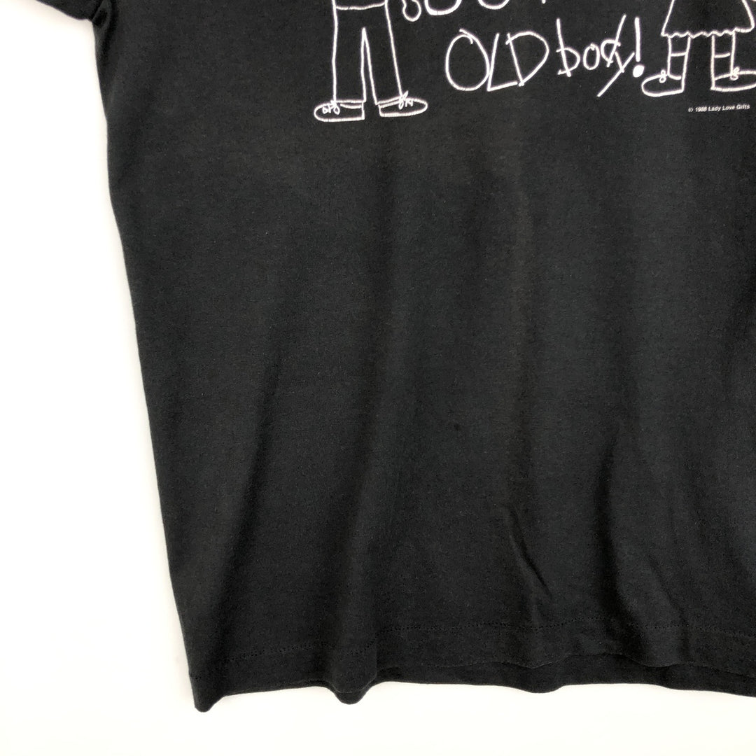 80'S SCREEN STARS Message Print T-Shirt Made in USA Men's L Size Vintage cotton black type Vintage Second Hand