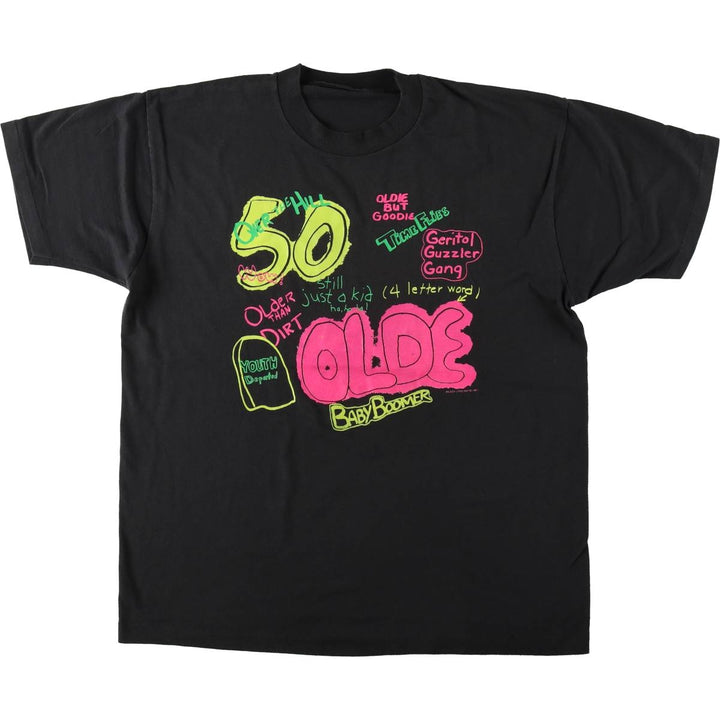 90'S Vintage Printed T-Shirt, Men's Size L unclear black type Vintage Second Hand