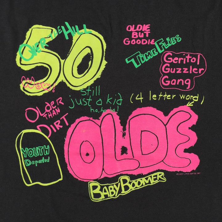 90'S Vintage Printed T-Shirt, Men's Size L unclear black type Vintage Second Hand