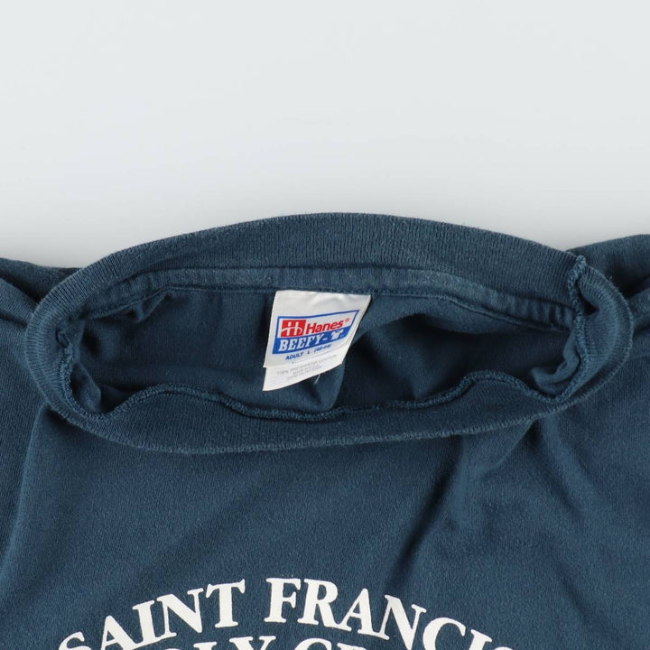 90'S Hanes BEEFY-T Printed T-shirt, Made in USA, Men's L size, Vintage cotton Green type dark green Vintage Second Hand