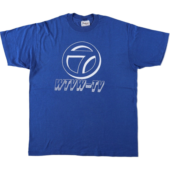 80'S Stedman Advertising T-Shirt, Made in USA, Men's XL equivalent, Vintage cotton blue type Vintage Second Hand