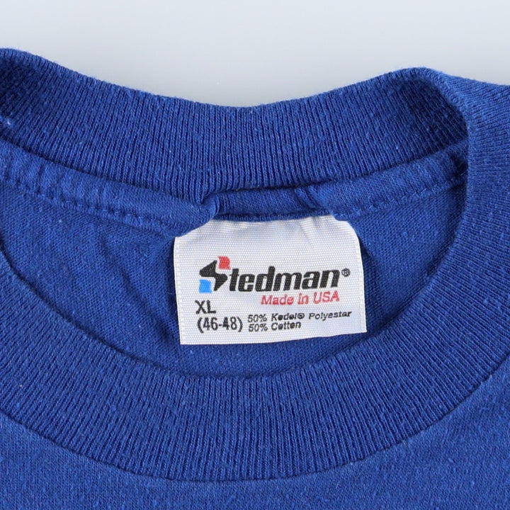 80'S Stedman Advertising T-Shirt, Made in USA, Men's XL equivalent, Vintage cotton blue type Vintage Second Hand